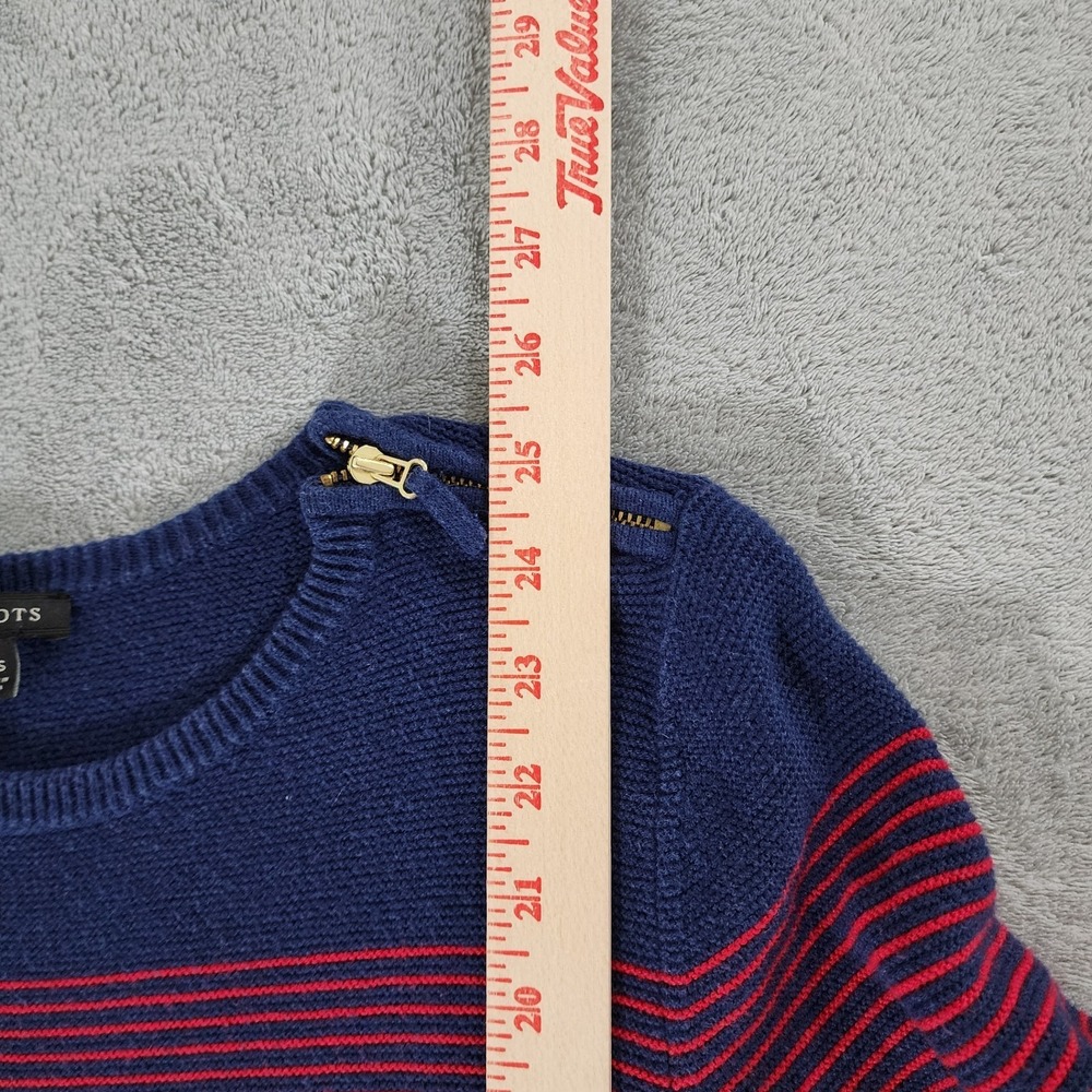 Talbots Sweater Womens XS Blue Red Striped Cotton Blend Pullover Ribbed Cuffs - Picture 7 of 8